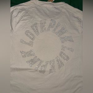 PINK Victoria's Secret Cream Graphic Embellished T-Shirt